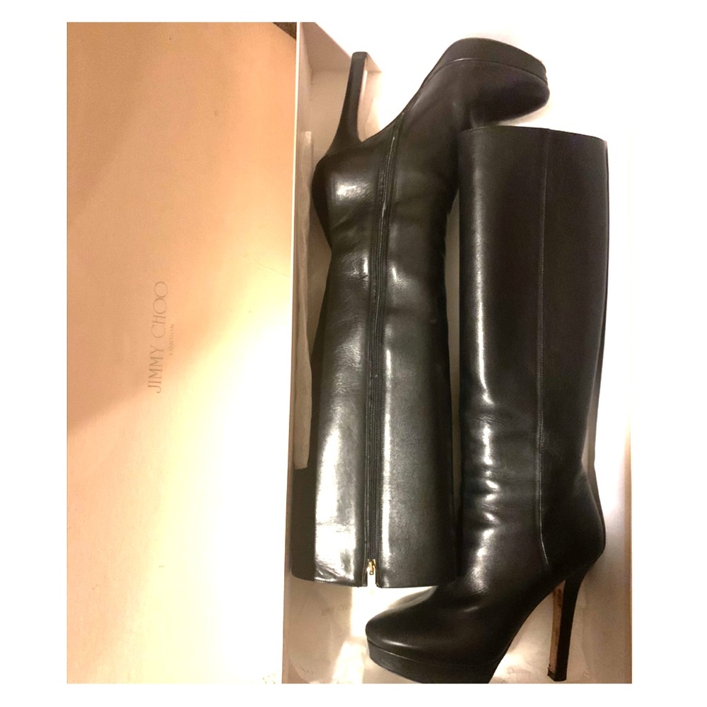 JIMMY CHOO black Nappa Major Platform Boot - 38.5